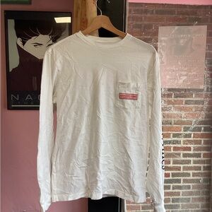 Vineyard Vines White Long Sleeve Tee with Pocket